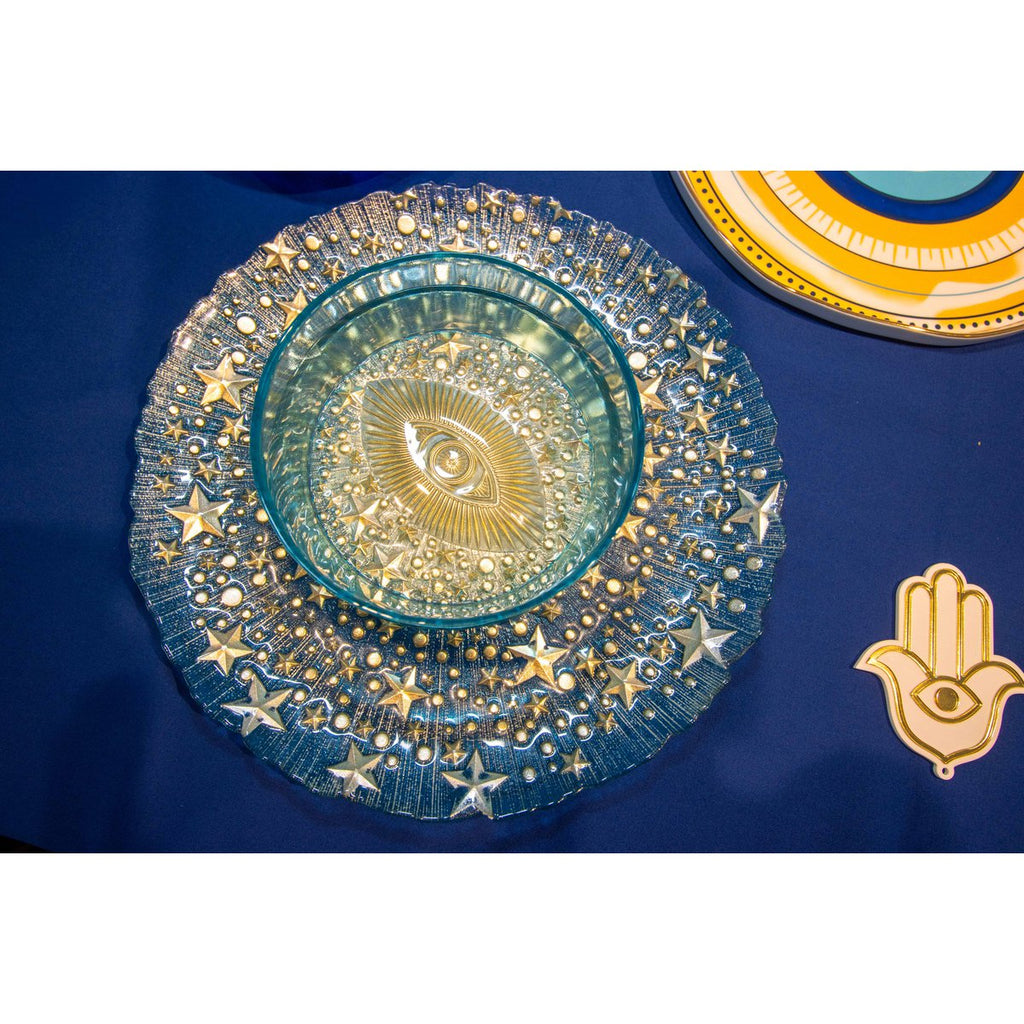 Turquoise blauwe oog kom 15x15x6cm