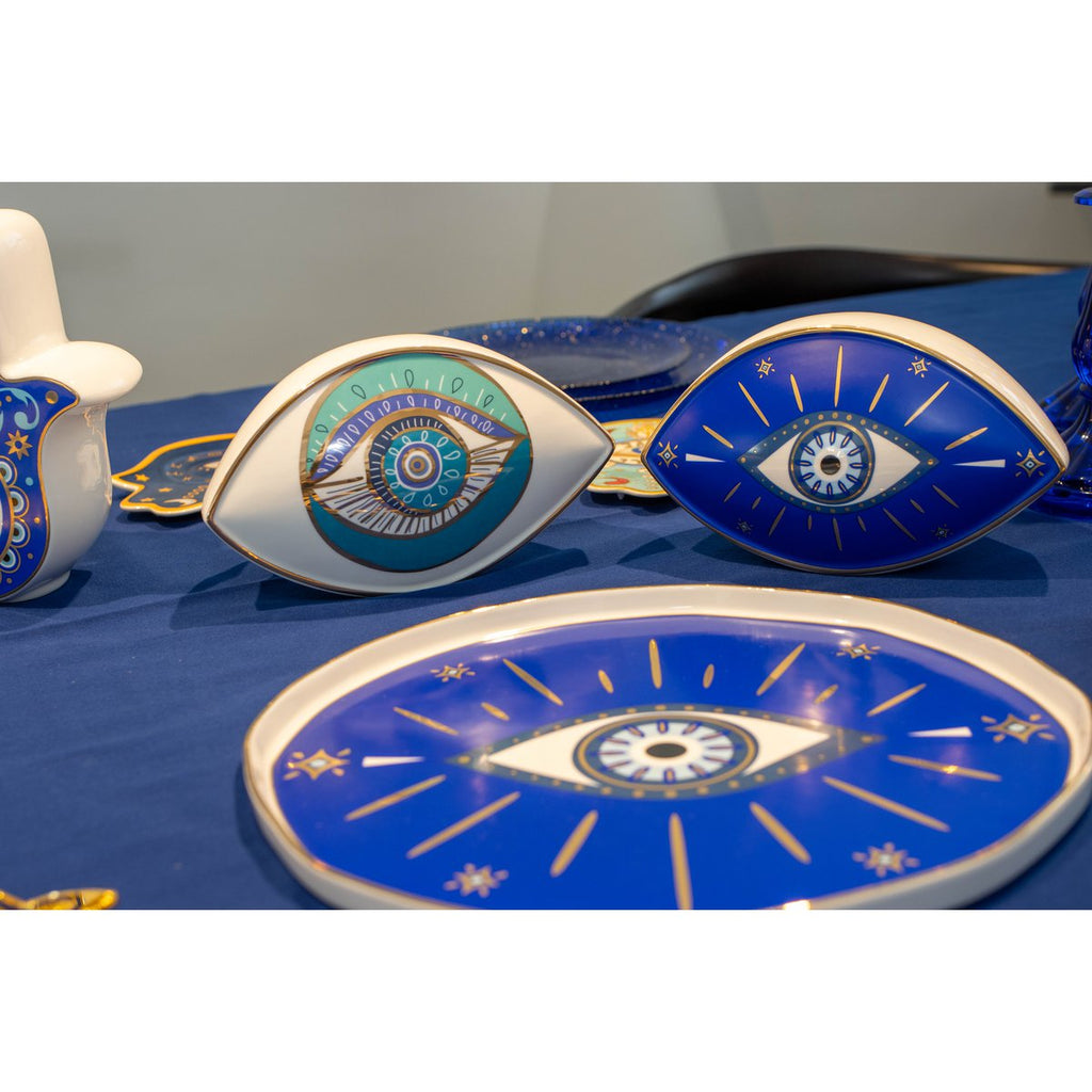 Donkerblauw decoratief oog 20x12x13,5 cm