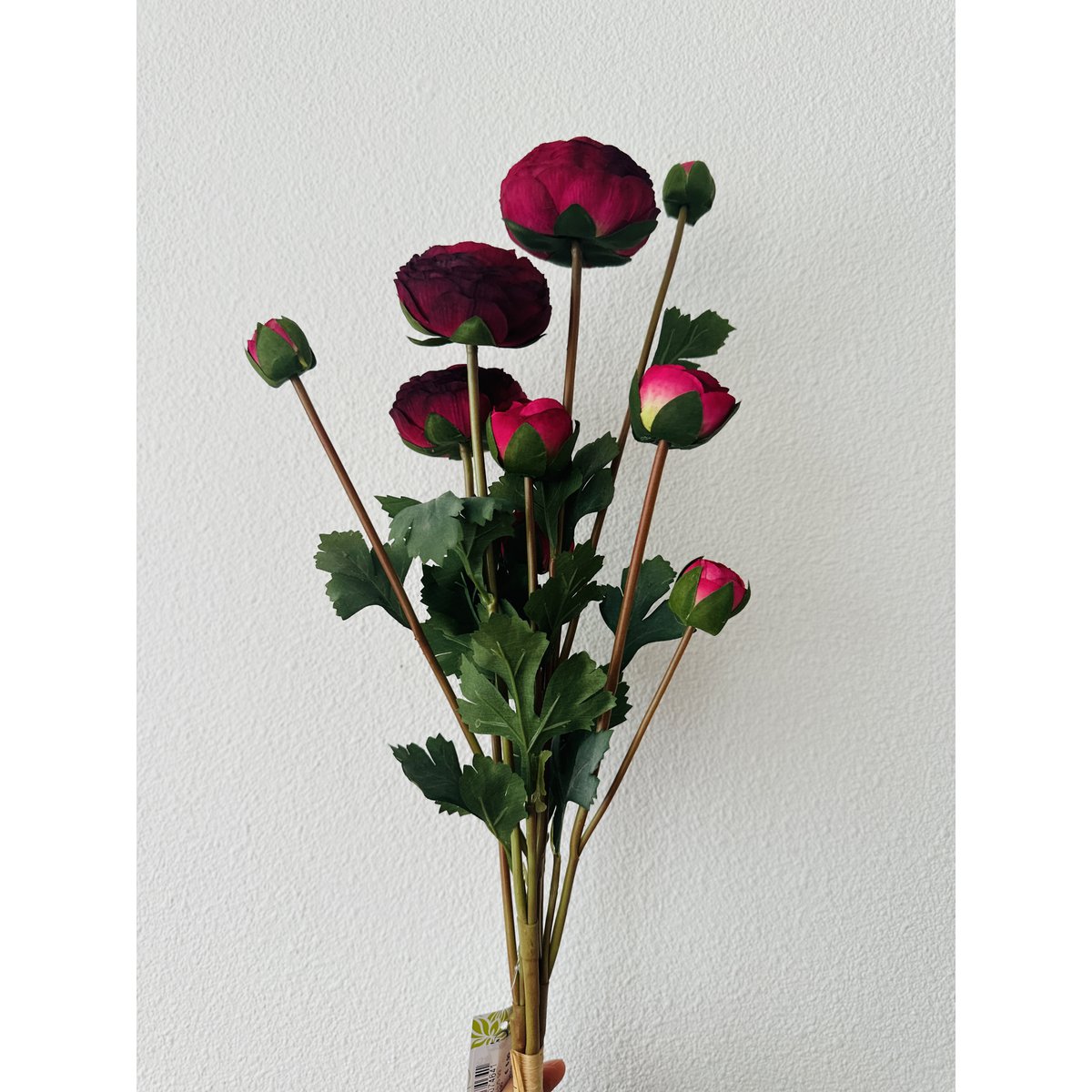 9-stengelige Mica Decorations Ranonkels Kunstbloemen Boeket / Lengte 55cm /Roze