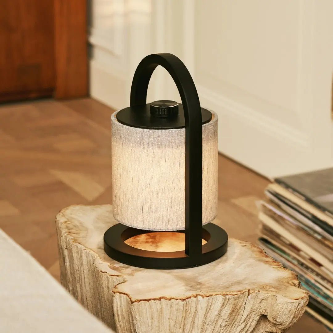 River Black & Gray Wooden oplaadbare lamp - Dimable & snateloze licht