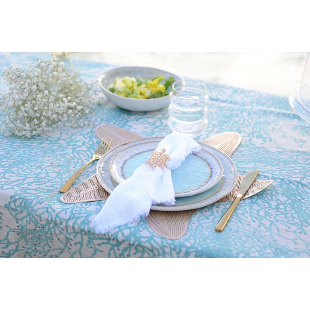 Turquoise porselein dessertplaat 21.5x21.5x1.4cm