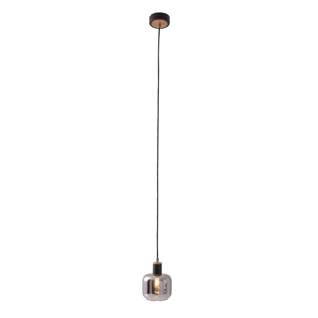 1-pendelende lamp "fumoso", hanglamp gemaakt van metaal en glas in zwart, met E14-aansluiting, voor eetkamer, woonkamer, gang of kantoor, hangende lamp 80 x 20 cm