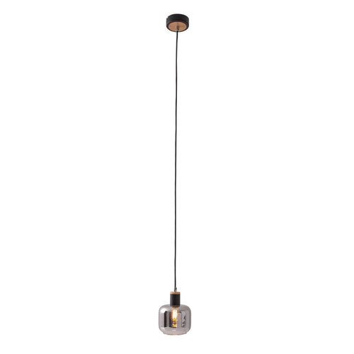 1-pendelende lamp "fumoso", hanglamp gemaakt van metaal en glas in zwart, met E14-aansluiting, voor eetkamer, woonkamer, gang of kantoor, hangende lamp 80 x 20 cm