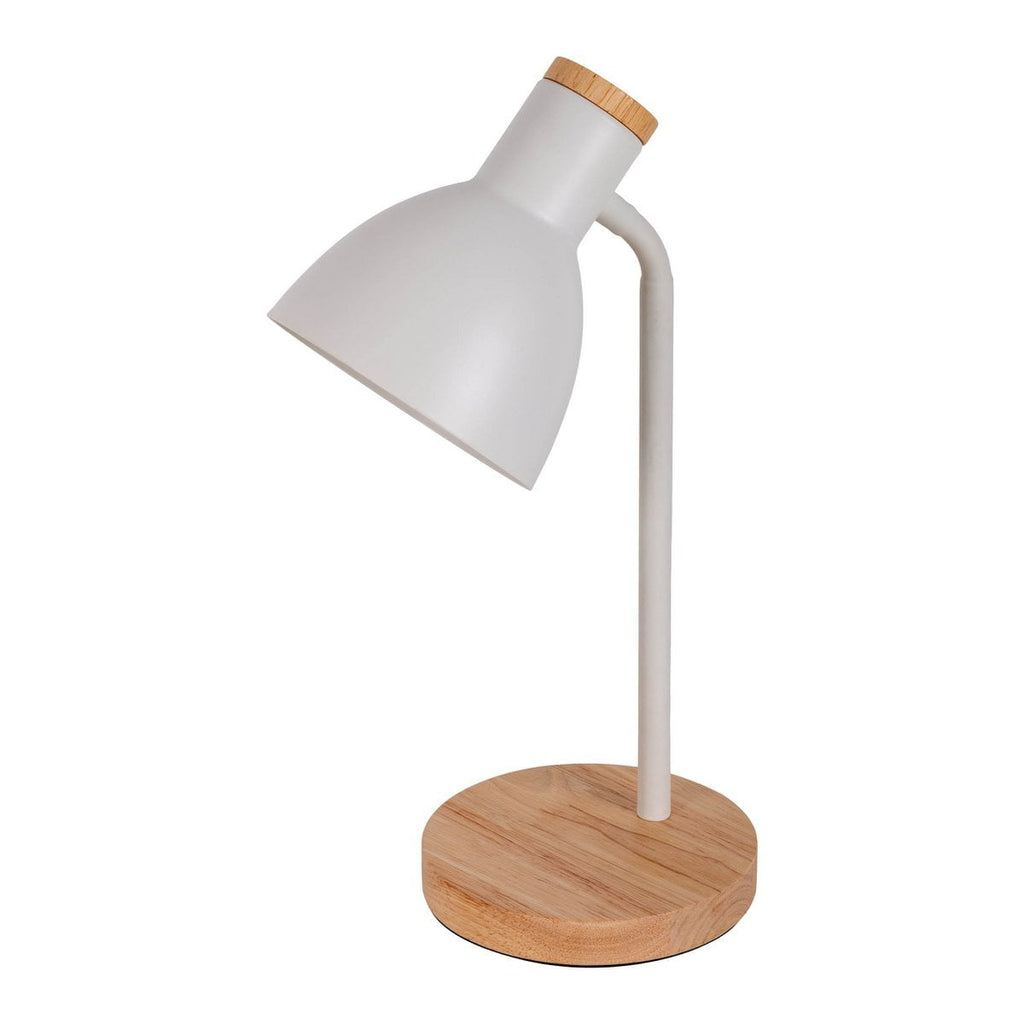 "Marie" bureaulamp gemaakt van metaal en hout, E14, wit, 36,5 cm hoog