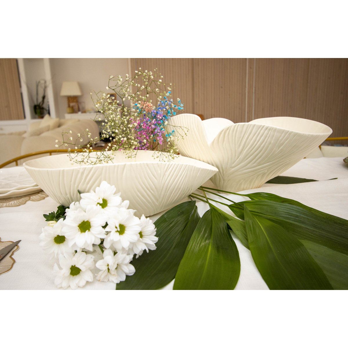 Beige Matte Bowl 38.5x29x14.5cm