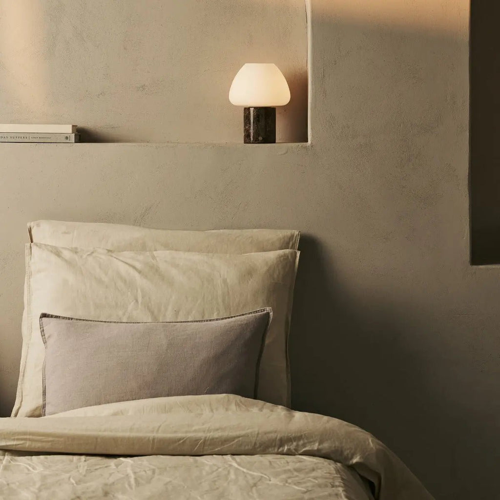 Ostade bruin / emperador donker - uniek marmeren oplaadbare tafellamp met 3 lichte kleuren en dimfunctie