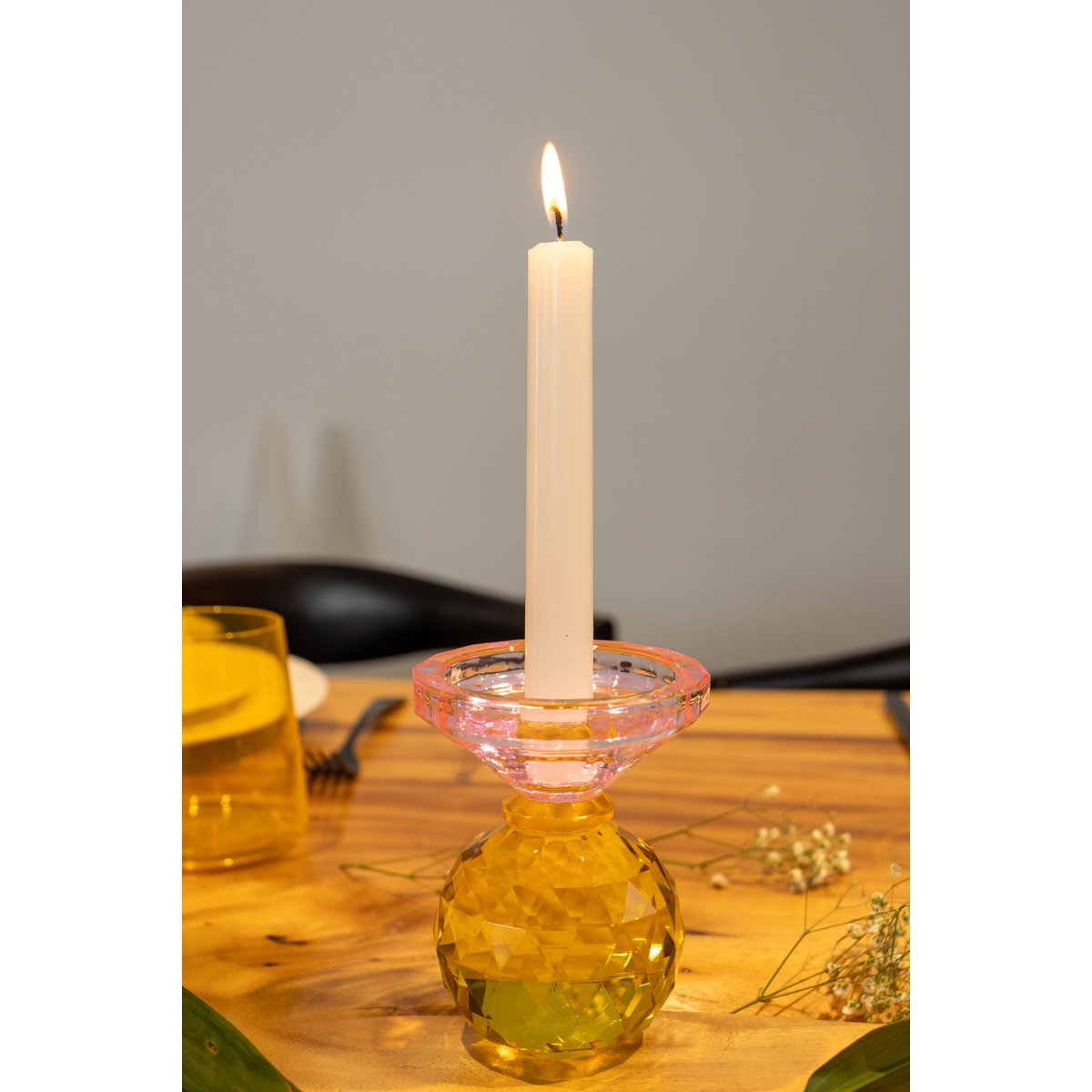 H10cm Amber en roze knop