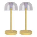 2-ex-ingestelde LED-batterijtafellamp "Gomba" voor buiten en binnen, gemaakt van metaal en plastic in geel, 18,5 cm hoog