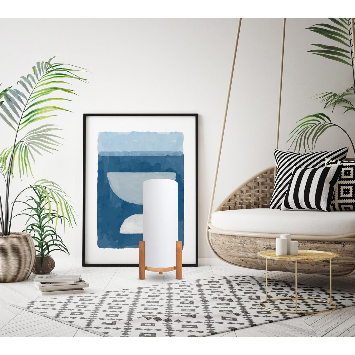Liv · Touch-dimbare tafellamp — 48cm wit/natuur