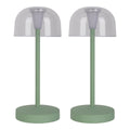 2-set LED-batterijtafellamp "Gomba" voor buiten en binnen, gemaakt van metaal en plastic in mint, 18,5 cm hoog