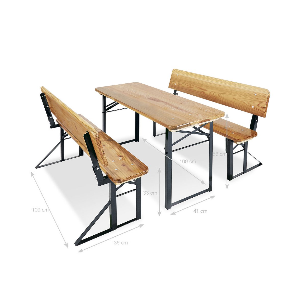 Kinderbank en tafel ingesteld voor buitenfestiviteiten "SEPP MIT Lehne", 3 delen