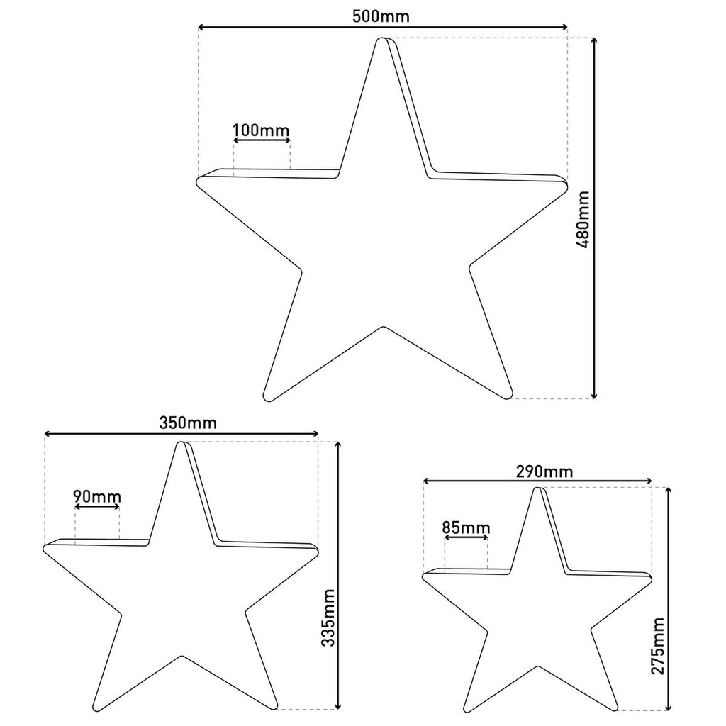 Liv · LED-kerstdecoratie — set van 3 sterren rood