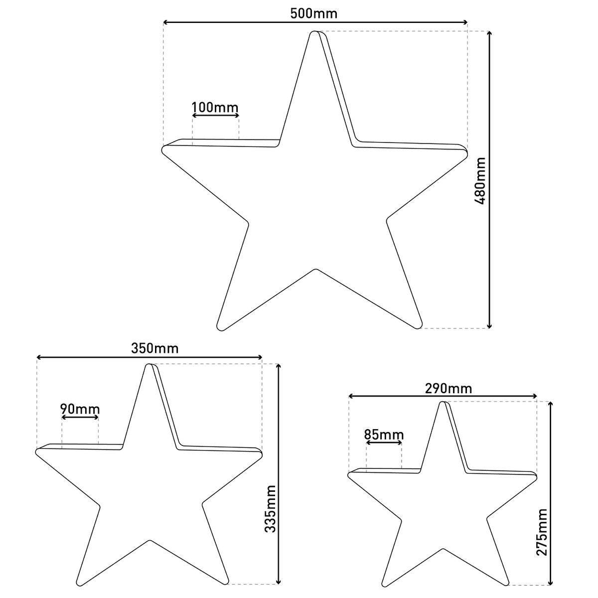 Liv · LED-kerstdecoratie — set van 3 sterren rood