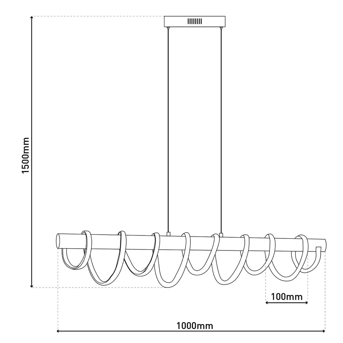 LED -hanglamp "Belleza", moderne metalen slinger lamp en plastic in nikkel mat en wit, met stevig gebouwd -in LED's, 100 cm lang. De ideale verlichting voor woonkamer, eetkamer of keuken.