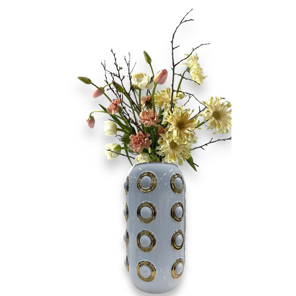 Gouden vaas met 4 cirkels (CV11617-14WIT)