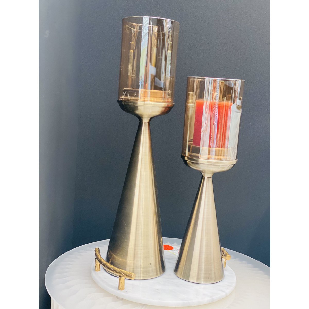 KANDELAAR | GLAS | GOUD -S-Hoog-39CM