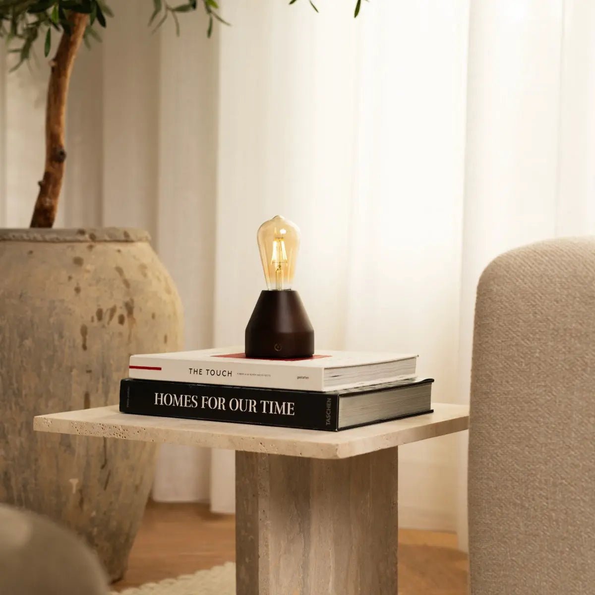 Zavi donkerbruine oplaadbare LED-tafellamp – draadloos, dimbaar, batterij met een levensduur van 80 uur