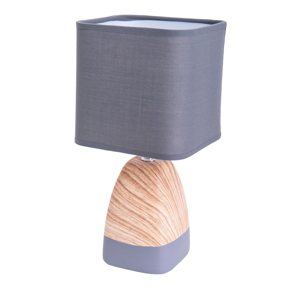 Liv · Houten tafellamp met linnen kap — grijs