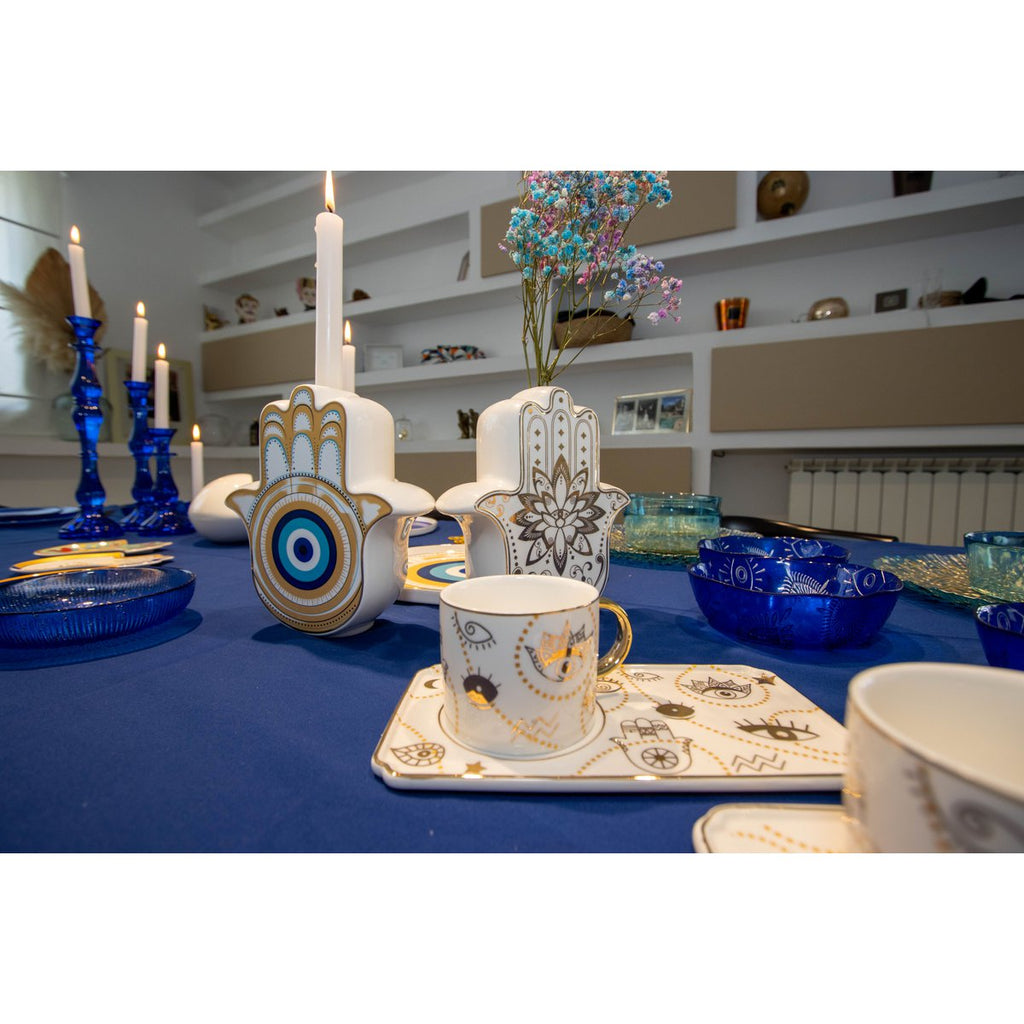 Wit en gouden handvaas 17,5x6.2x20cm