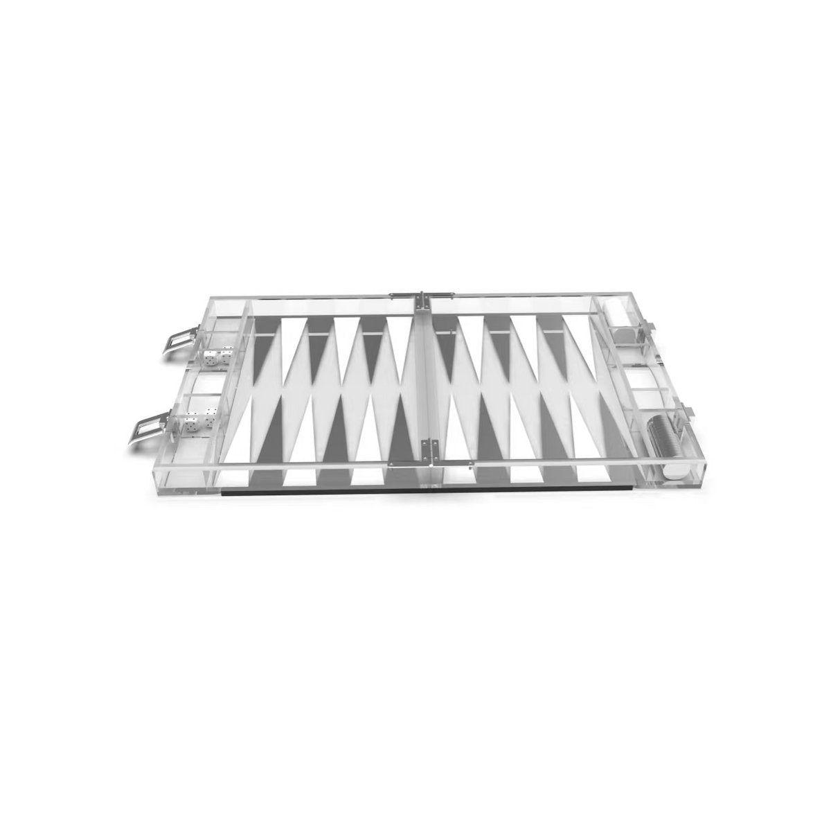 Backgammon Game Mini Case in White and Silver Acryl 25x20X5C