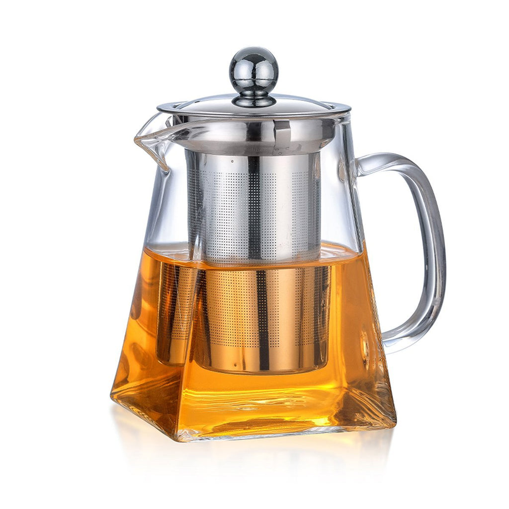 Vierkante theepot met 650 ml roestvrijstalen filter