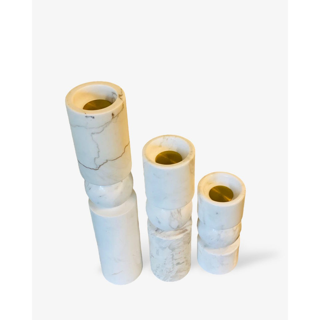 KANDELAAR | MARBLE | WHITE L H39.5cm*W8cm D 8cm Reversible for flower arrangement