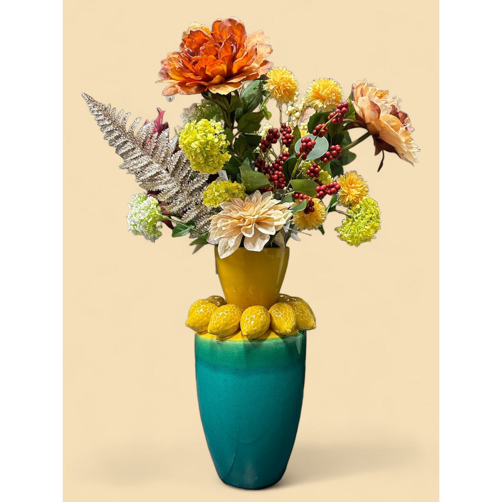 Handgemaakte citroensapvaas H: 37 cm