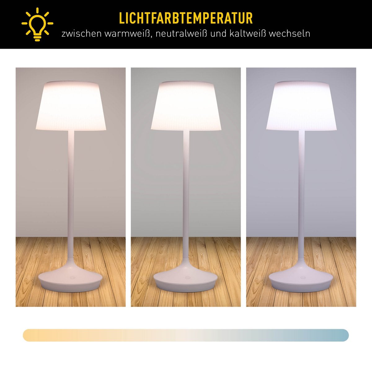 LED -licht "Emmi" voor buiten en binnen, tafellamp gemaakt van metaal en plastic, met stevig gebouwd -in LED's, LED -tafellamp voor balkon, terras, tuin, woonkamer, wintertuin, ca.