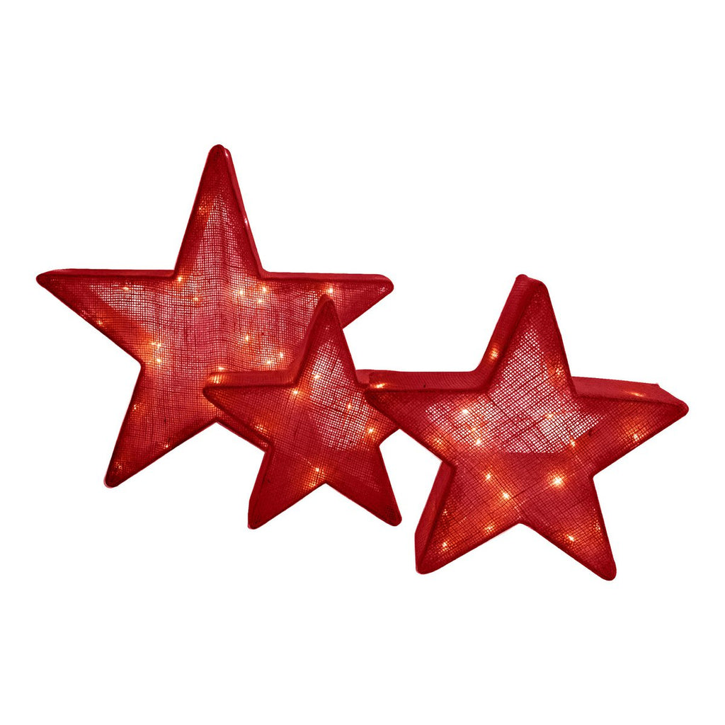 Liv · LED-kerstdecoratie — set van 3 sterren rood