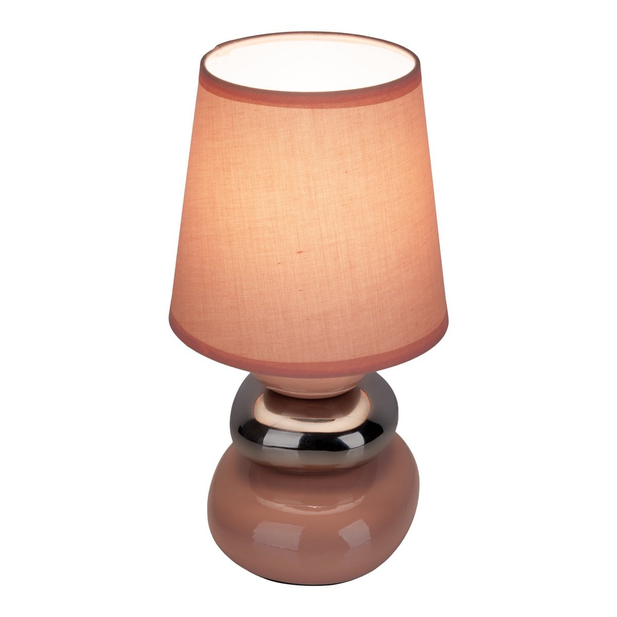 Liv · Houten tafellamp met linnen kap — roze