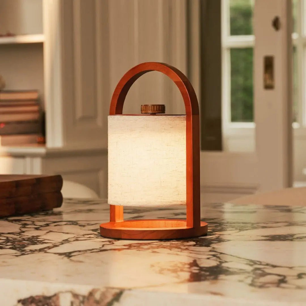 Rivierkastanje houten oplaadbare lamp - dimbaar en draadloos licht