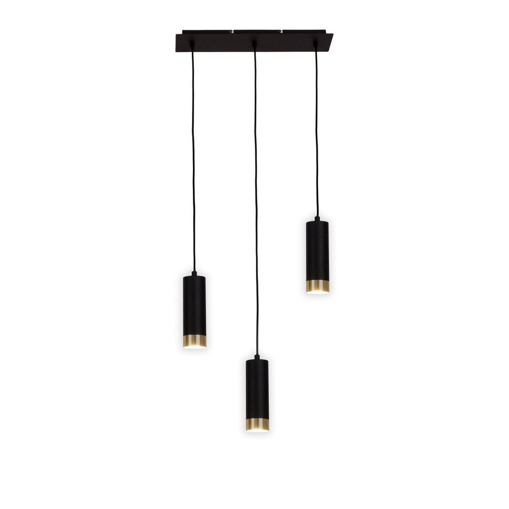 3 hanglamp "Fridu" gemaakt van metaal in Matt Black, met Gu10 -basis, 48 cm lang