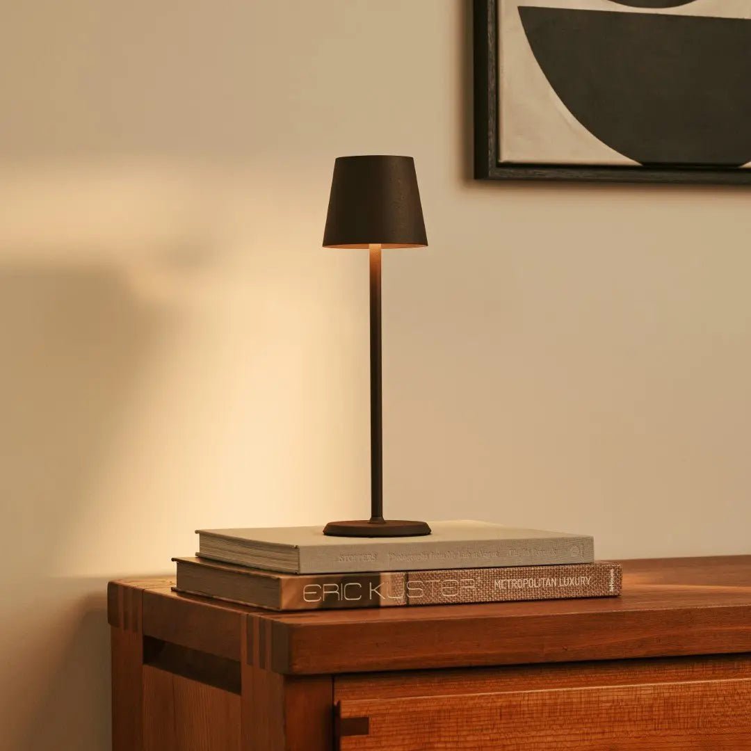 Jasper Mocha Brown - Draadloze lamp met batterij L metaal, dimable en 3 lichtstadia