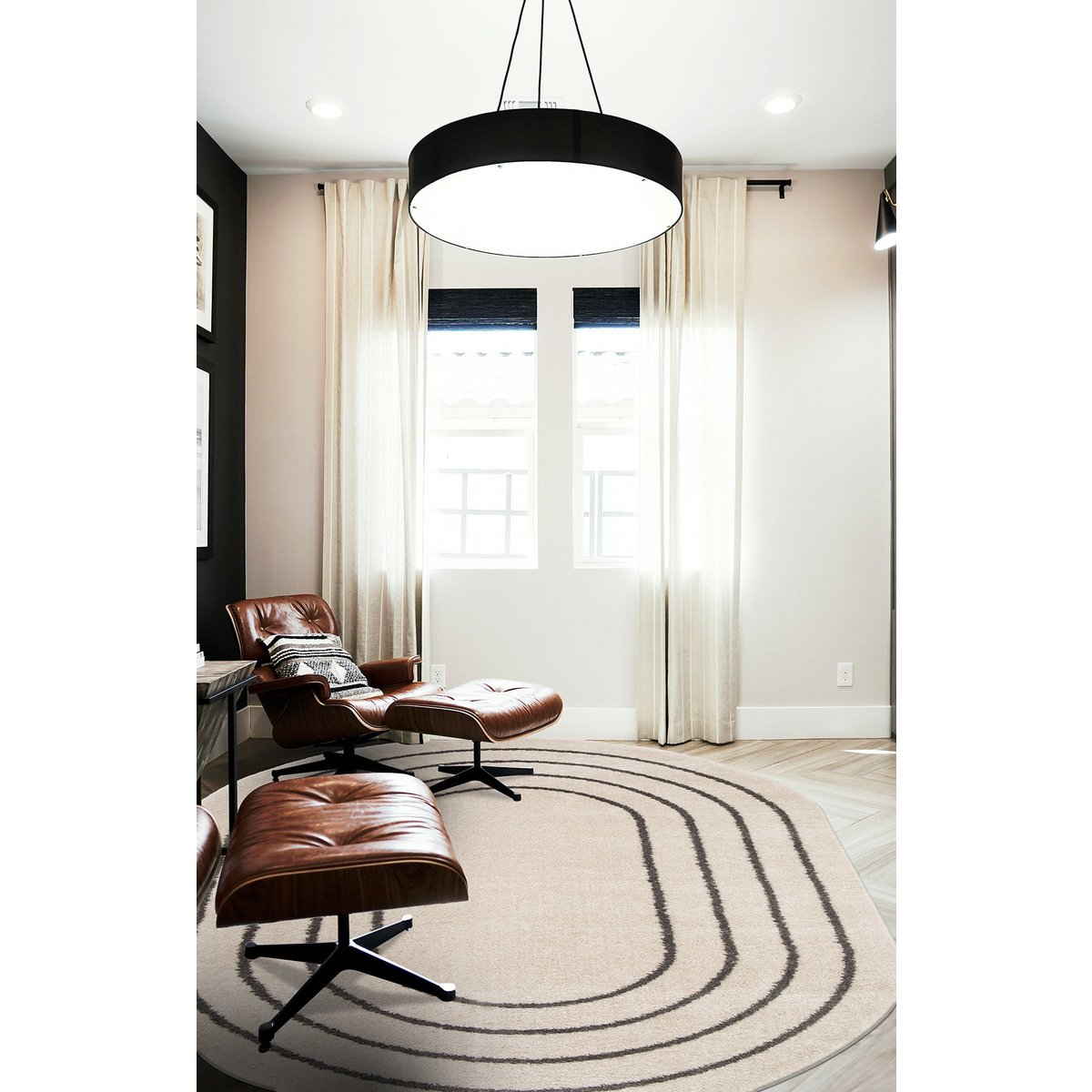 Gerecycled polyester ovaal tapijt calypso