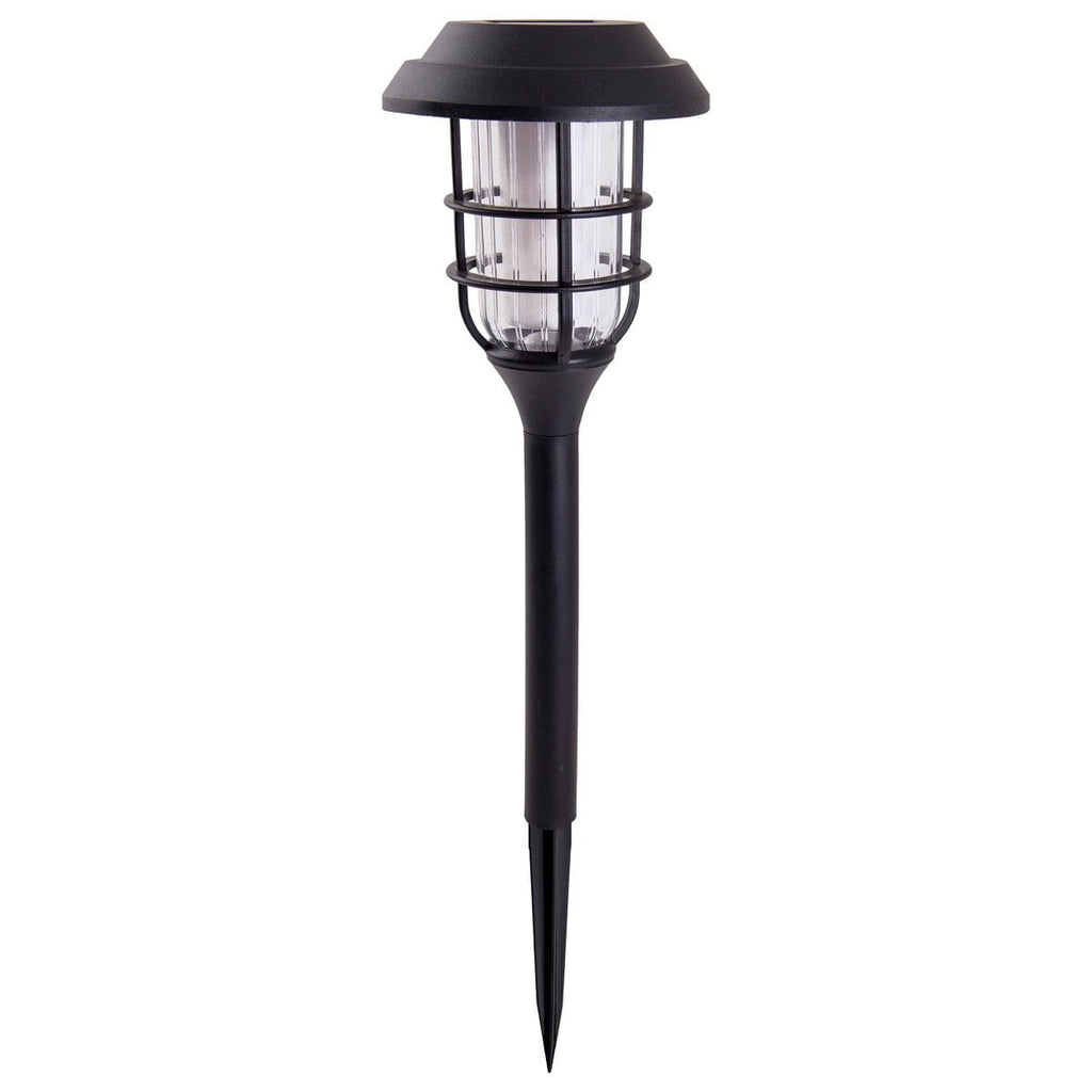 3 Set LED Outdoor Earth Spit 34 cm High, Skeer gemaakt van zwart plastic met geïntegreerde LED, zonnelampje voor buiten