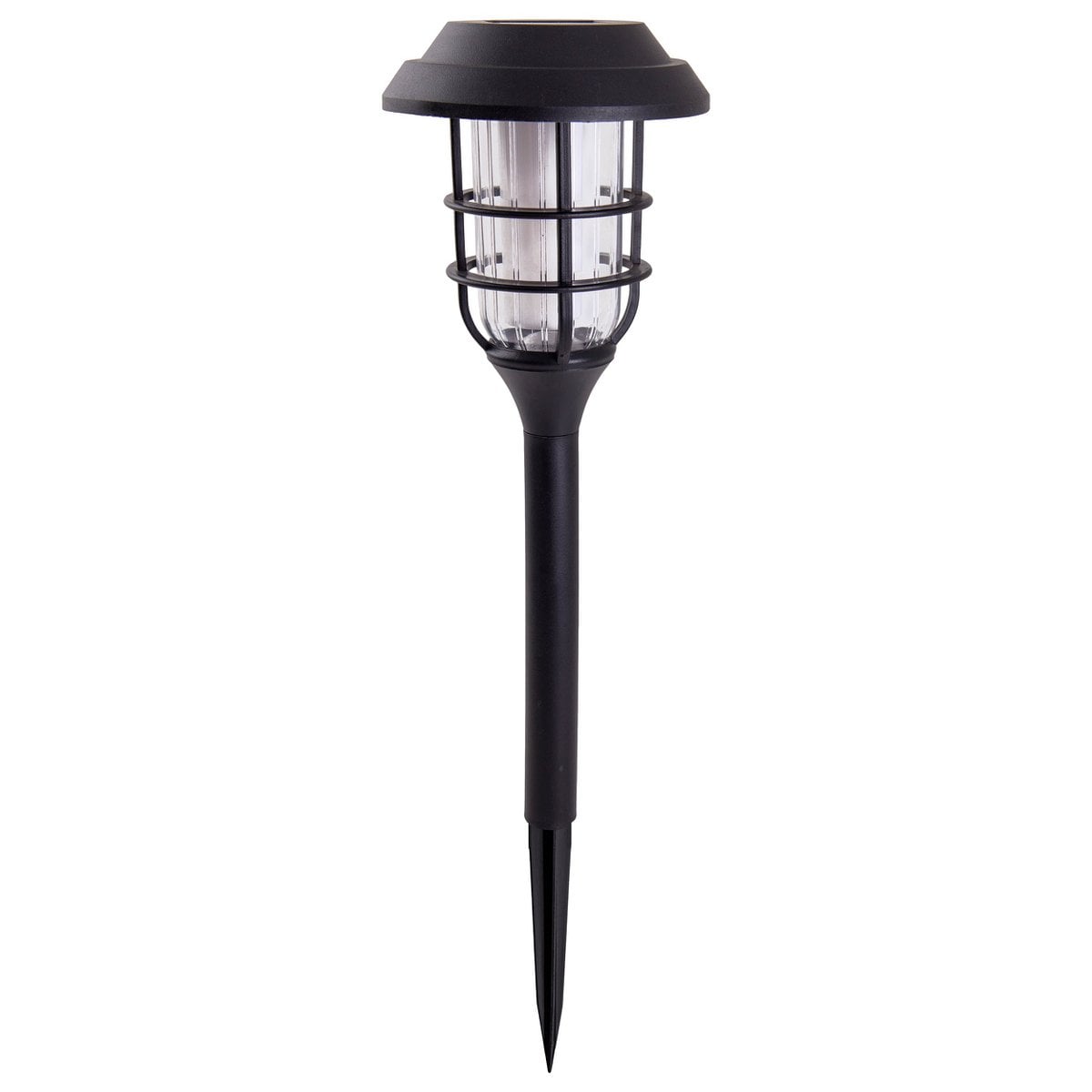 3 Set LED Outdoor Earth Spit 34 cm High, Skeer gemaakt van zwart plastic met geïntegreerde LED, zonnelampje voor buiten
