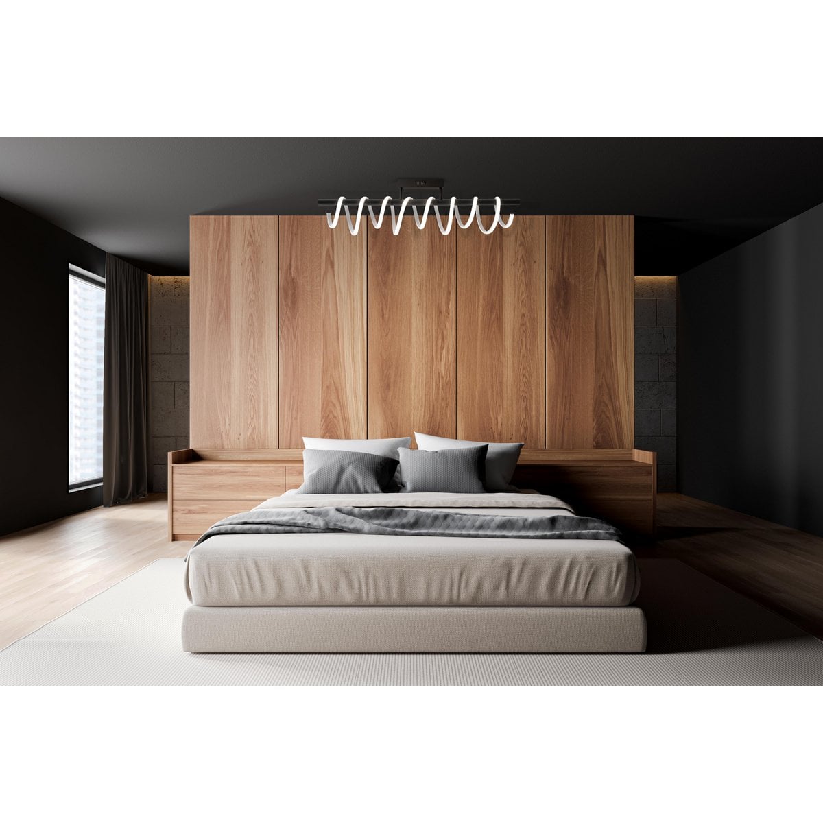 LED -plafondlicht "Belleza", moderne metalen plafondlamp en plastic in zwart en wit, met stevig gebouwd -in LED's, dimbaar, ongeveer 100 cm lang. De ideale verlichting voor woonkamer, eetkamer of keuken.