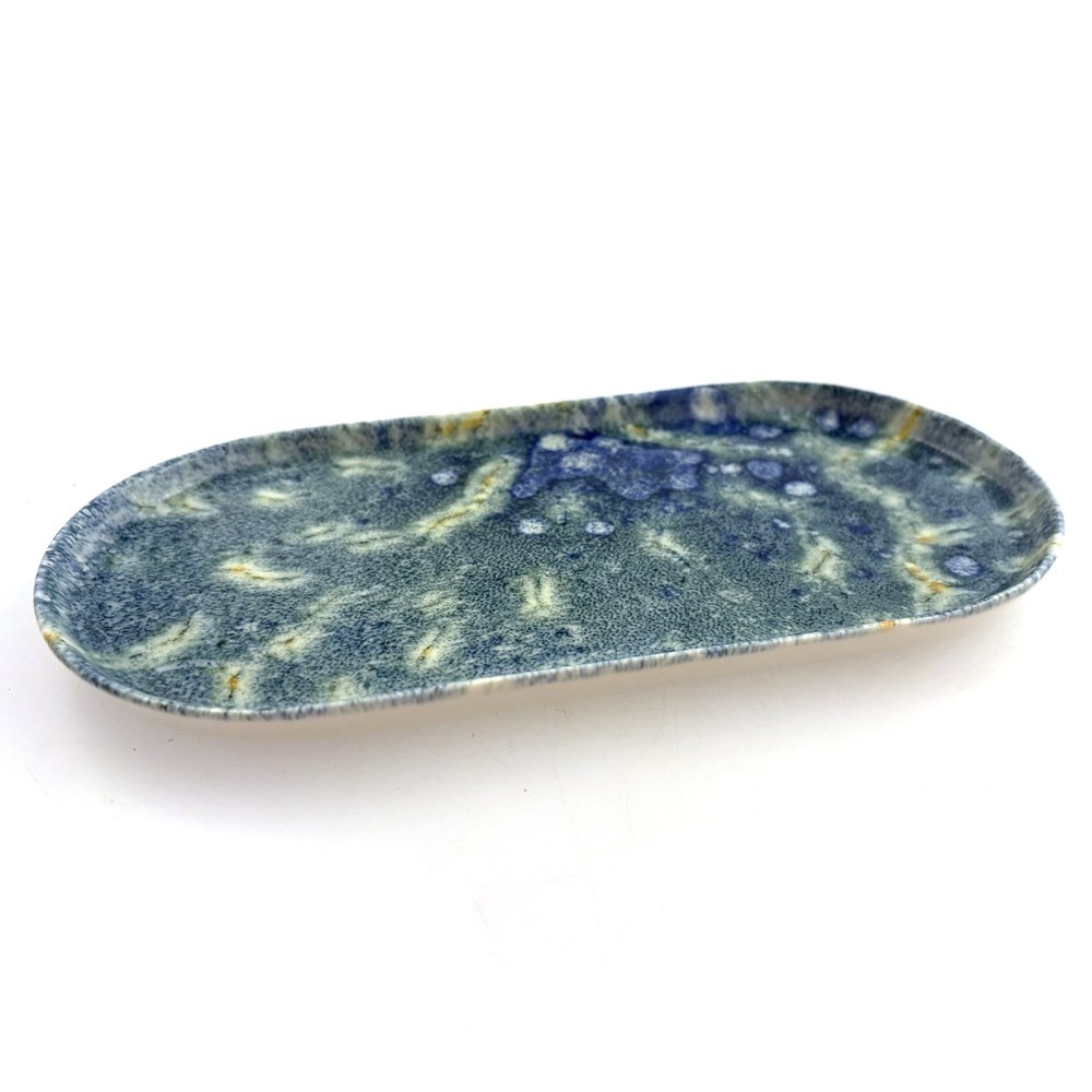 Azure blauw ovaal gerecht groot model 22 cm