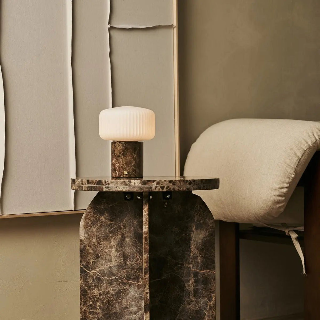 Renoir Brown / Emperador Dark - Marmeren oplaadbare tafellamp - Draadloos, USB -oplaadbaar en tot 100 uur verlichting