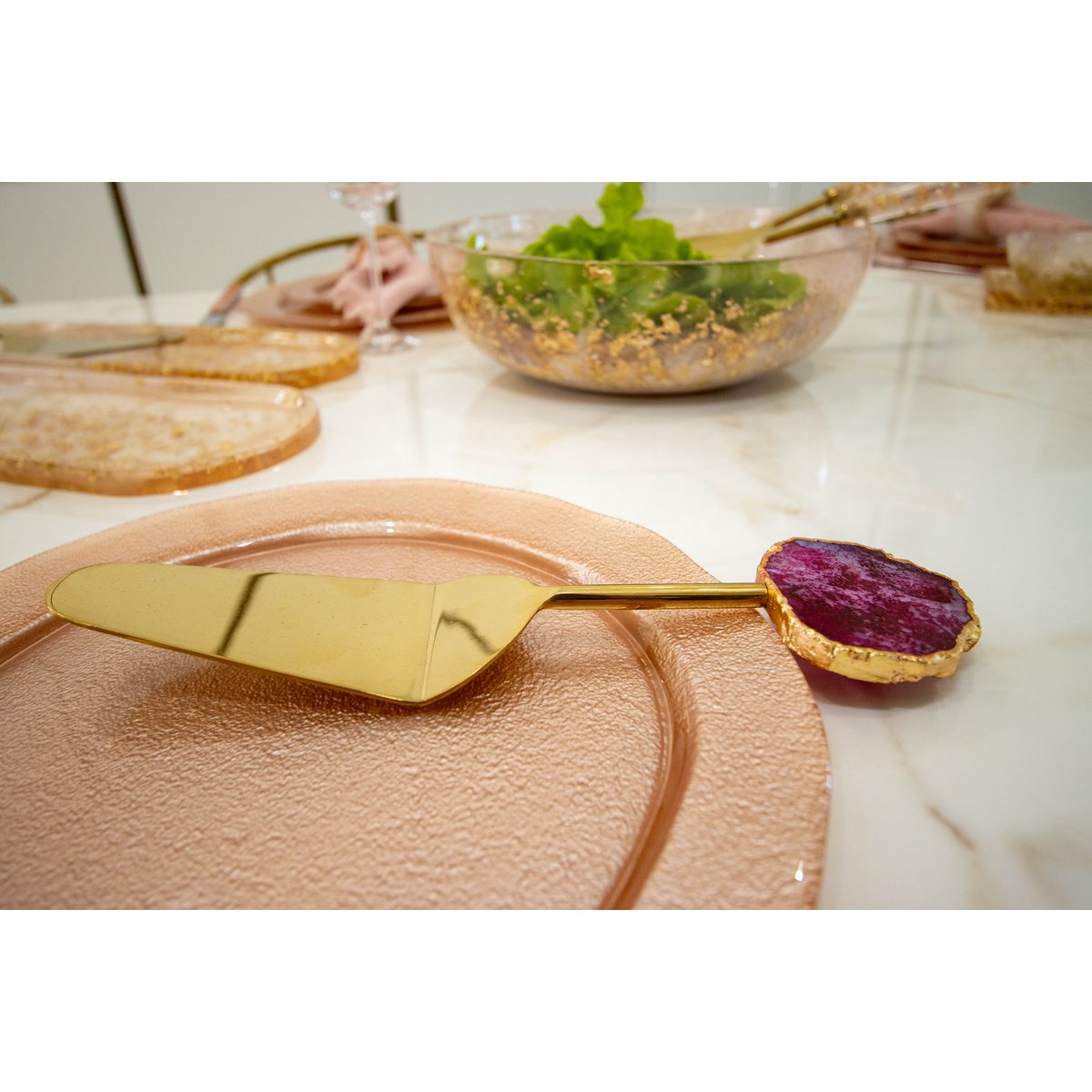 Gouden taart schop Pierre agate rose