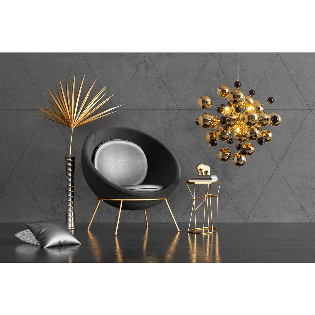 Hanger lamp "explosie" van metaal en glas, G9 -versies, hangende lamp voor eetkamer, woonkamer, gang of kantoor, Øca. 65 cm