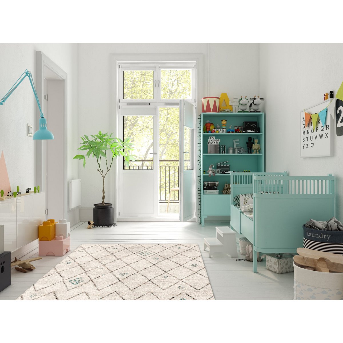 Zachte en volumineuze etnische ruige tapijten diamant