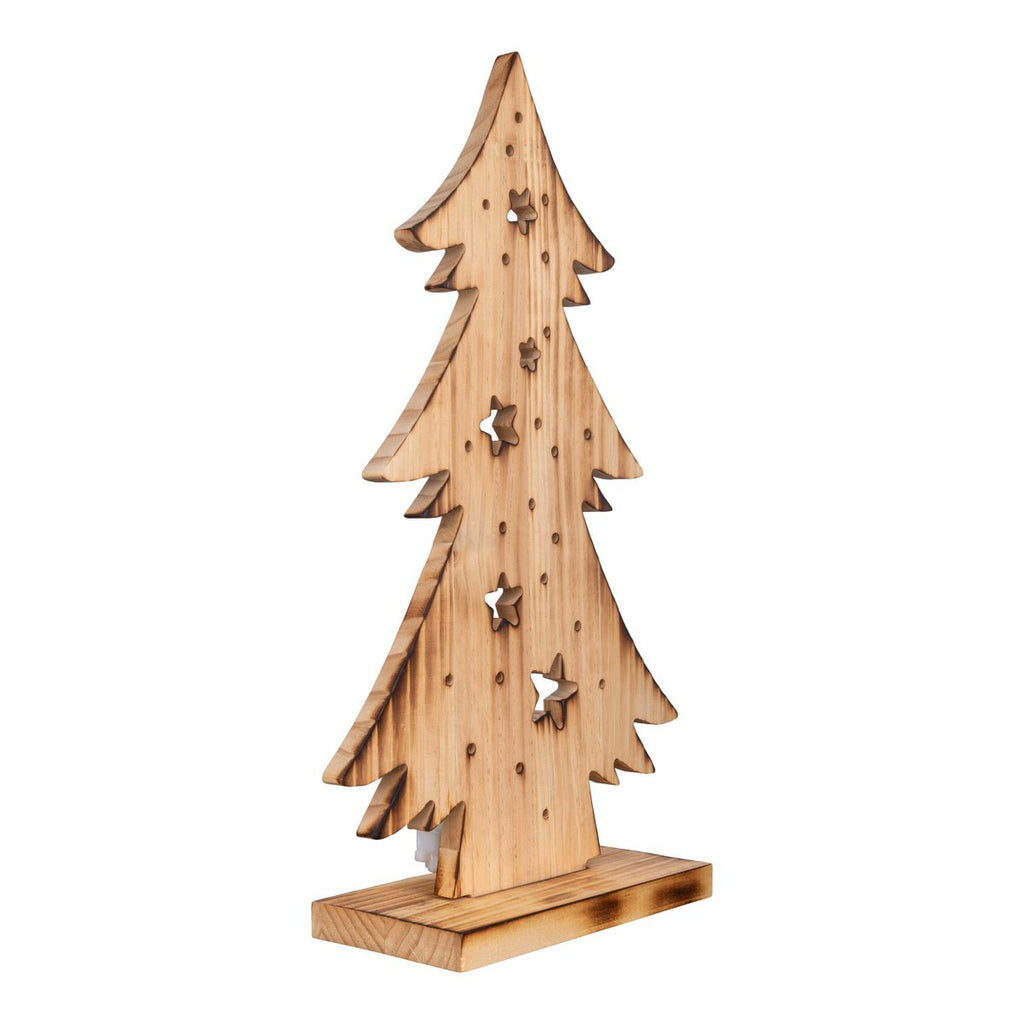 LED WOOD Decolum "Fir Tree" klein, gemaakt van natuurlijk hout met vaste LED's, kerstdecoratie voor buiten