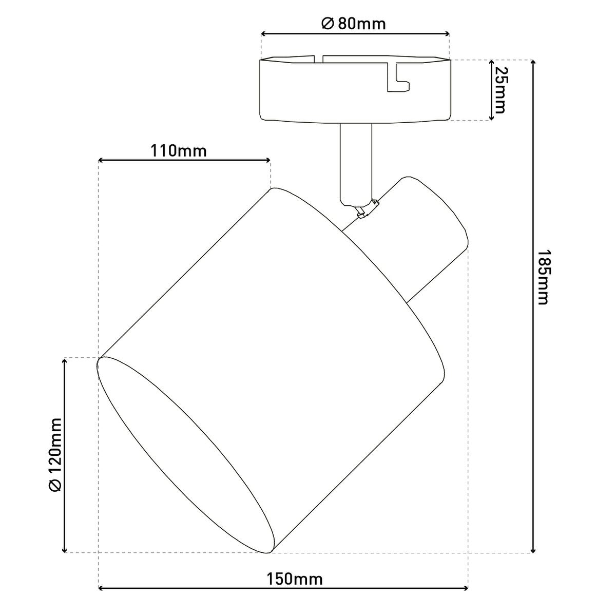 1er muur- en plafondvlek "Maron" gemaakt van metalen satin-mat met stofscherm in de natuur, met E14-aansluiting, lamp voor woonkamer, eetkamer, gang en kantoor, ca. 17 x 12 cm