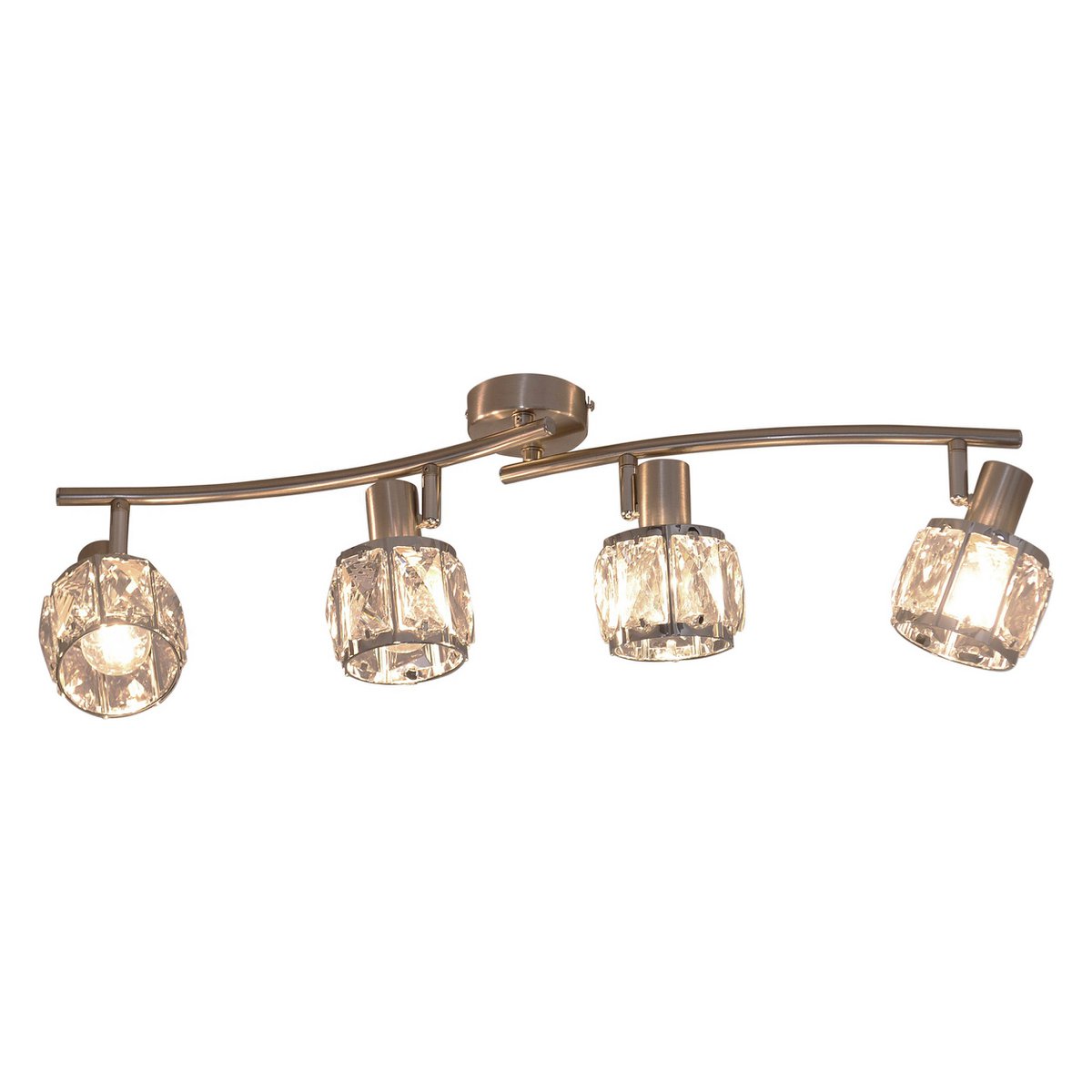 4-geleide plek "Josefa" met E14-versie Filament, metalen plafondlamp en glas in roestvrijstalen look, met E14-versie Filamentlampen inbegrepen, lamp voor woonkamer, eetkamer, gang of gang 70 x 8 cm