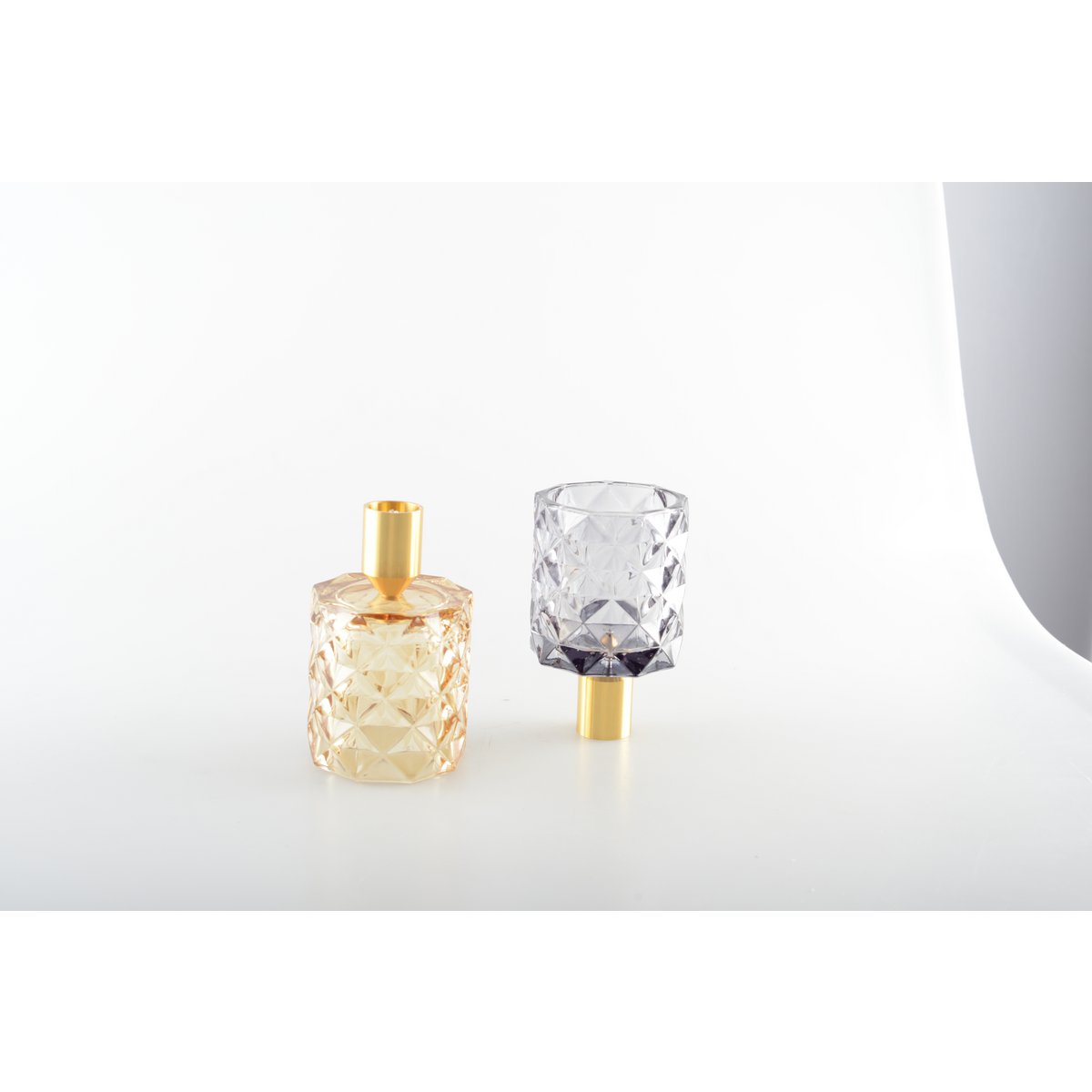 Gele en paarse ronde kandelaars - veel 2