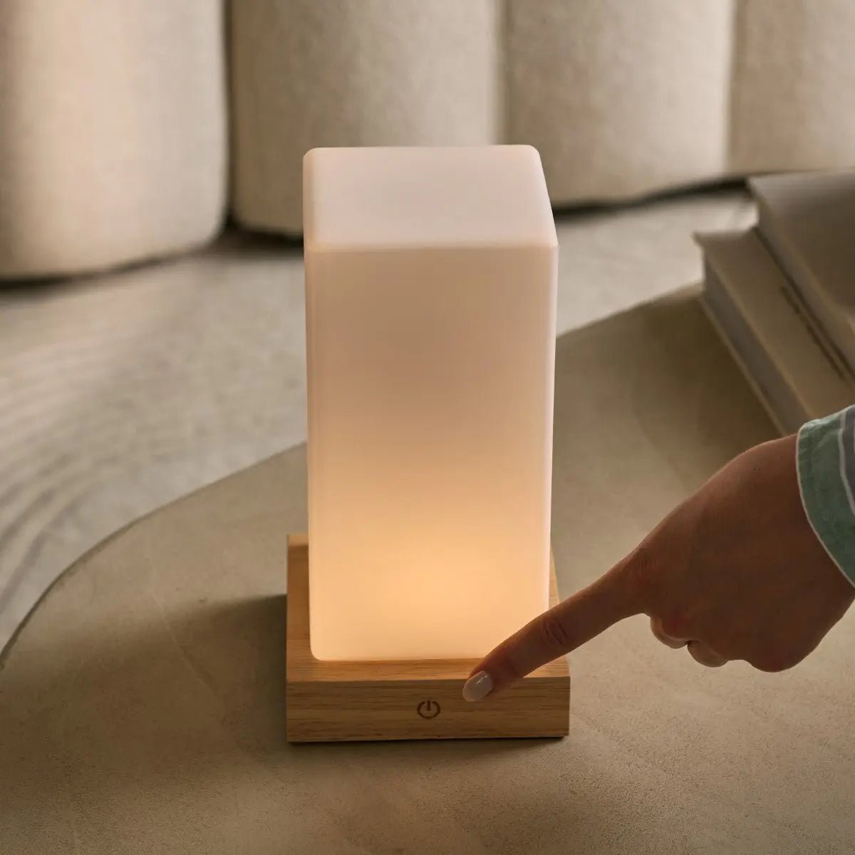 Zayn lichtbruine houten oplaadbare lamp L Dimmable & draadloze en goede batterij