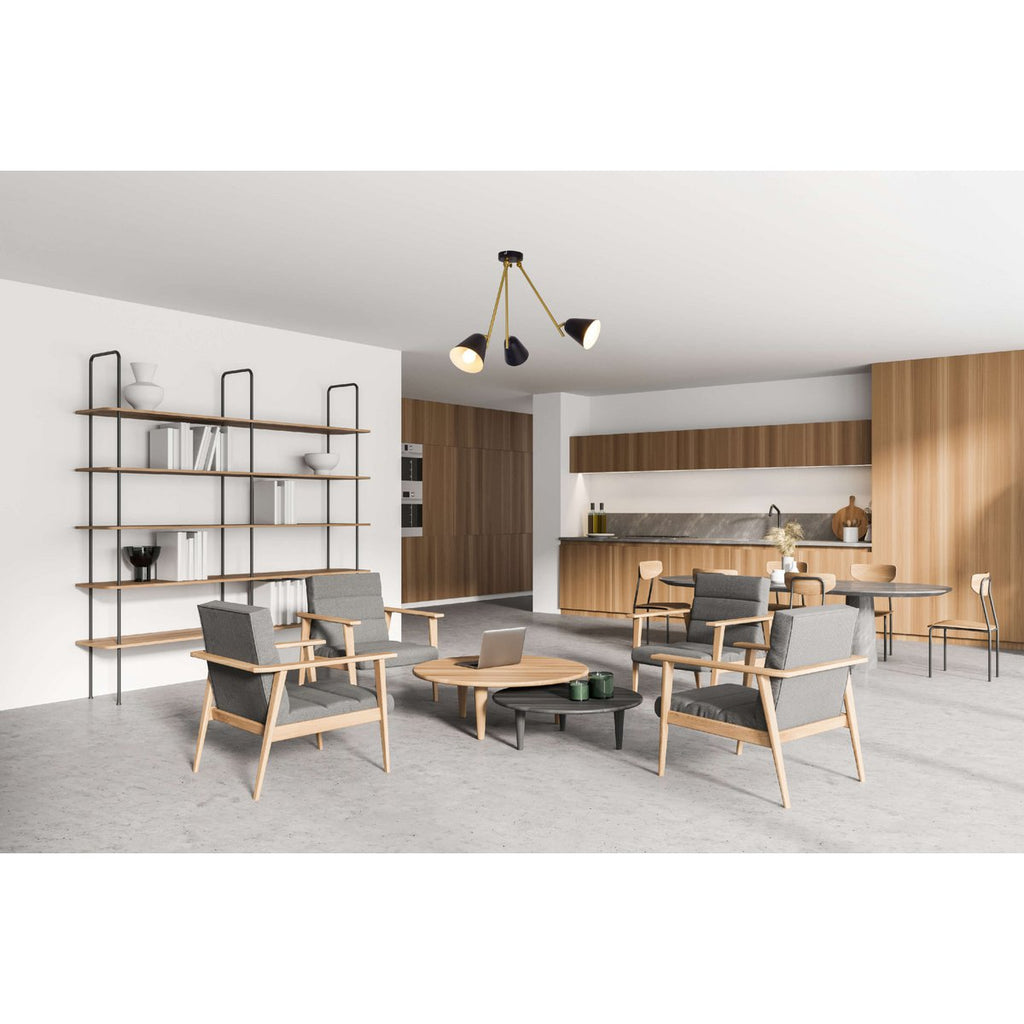 3-zits plafondlicht "Triton" gemaakt van black metal met E27-versie, verlichting voor woonkamer, eettafel of kantoor