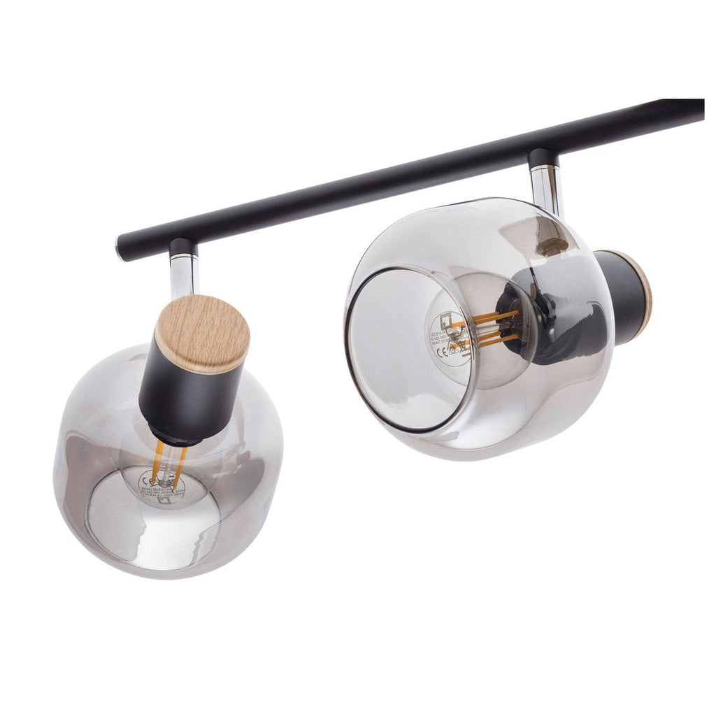 4er spot plafondlamp "fumoso", plafondlamp gemaakt van metaal en rookglas in zwart, met E14 -aansluiting, voor eetkamer, woonkamer, gang of kantoor, 80 x 20 cm