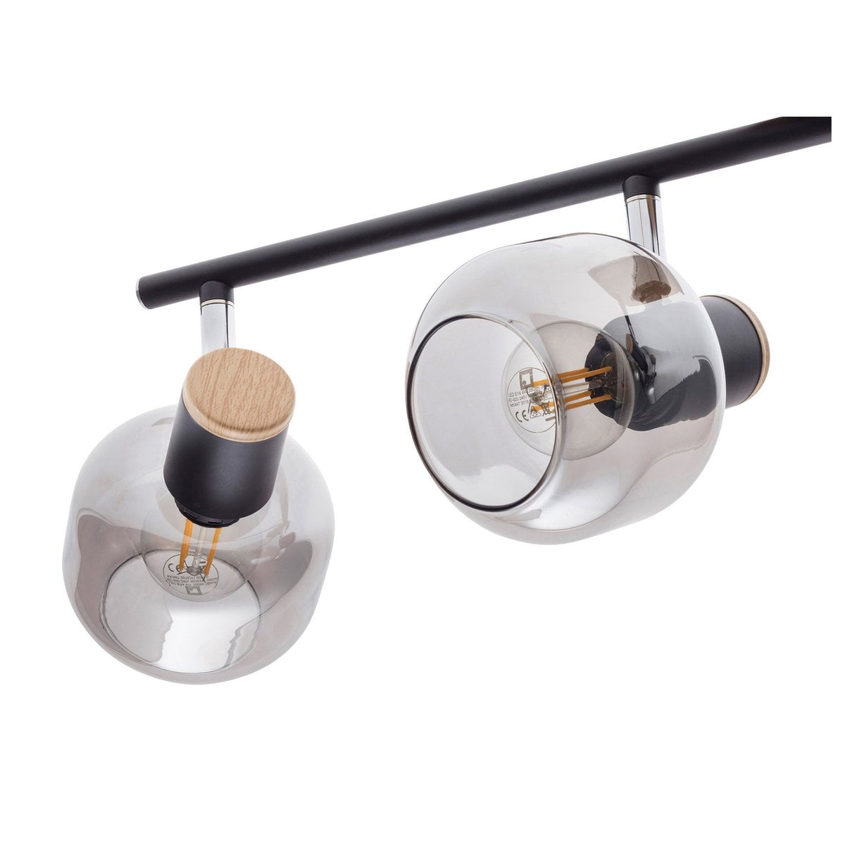 4er spot plafondlamp "fumoso", plafondlamp gemaakt van metaal en rookglas in zwart, met E14 -aansluiting, voor eetkamer, woonkamer, gang of kantoor, 80 x 20 cm